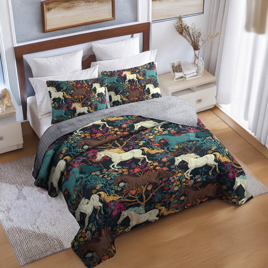 Uni All Season Quilt 3-Piece Set Horse Flower