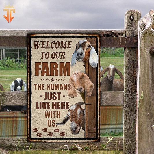 uni Personalized Nubian Goat Welcome to our farm All Printed 3D Metal Sign