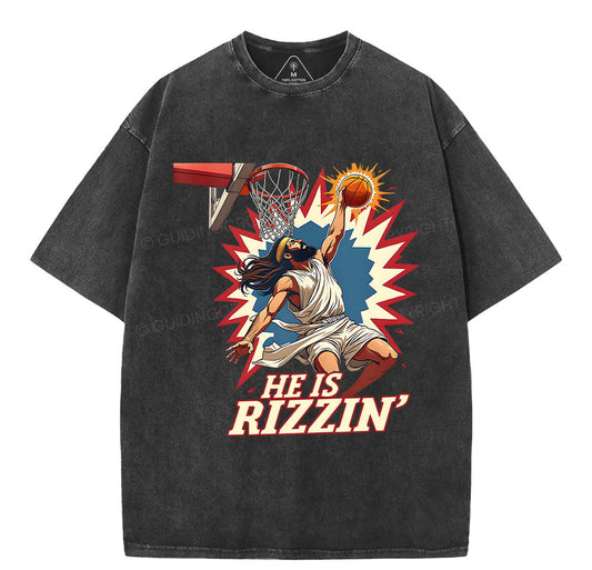 He Is Rizzen  Jesus Christian Washed T-Shirt Sale - GuidingCross