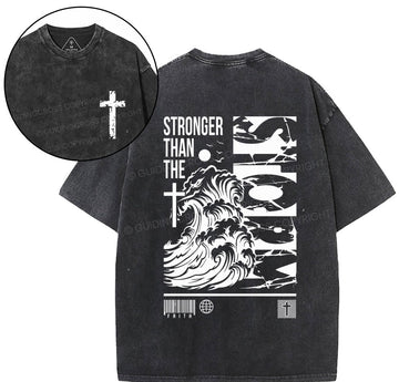 Stonger Than The Storm Christian Washed T-Shirt Sale - GuidingCross