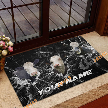 Uni Black Baldy Broken Glass Custom Name 3D Doormat