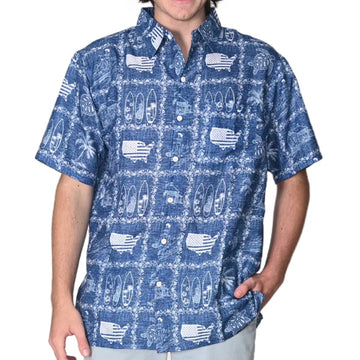 UniJames Men's Linen Effect Button Down USA Shirt