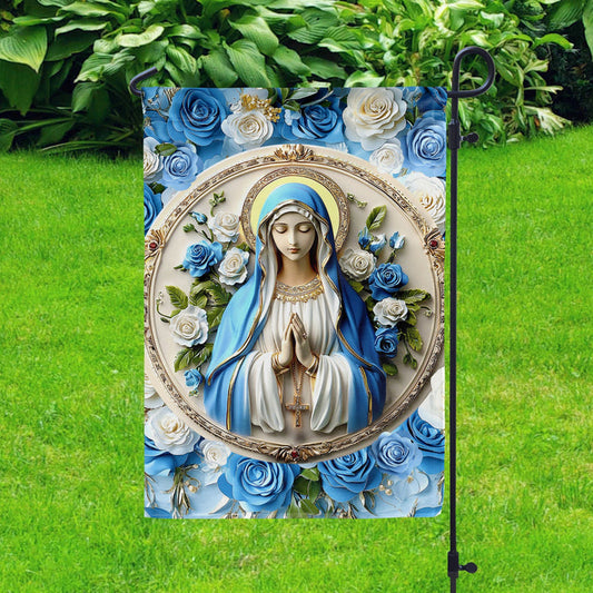 Uni Garden Flag 12" x 18" - Peaceful Virgin Mary Roses