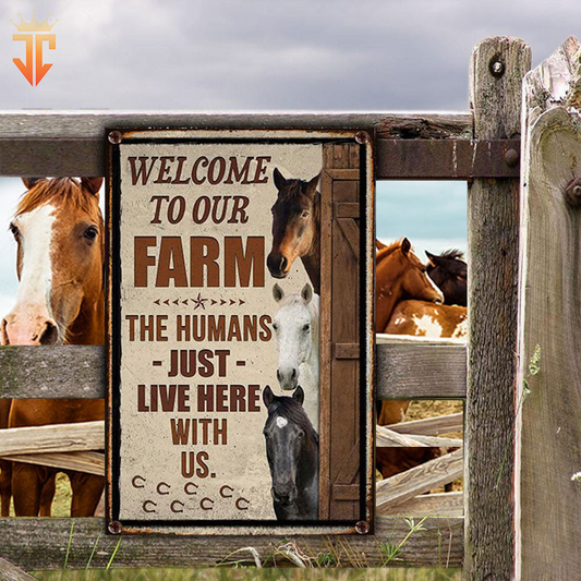 uni Personalized Name Horse Welcome to Our Farm All Printed 3D Metal Sign