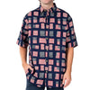UniJames Men's Flag Print Button Down Short Sleeve Shirt