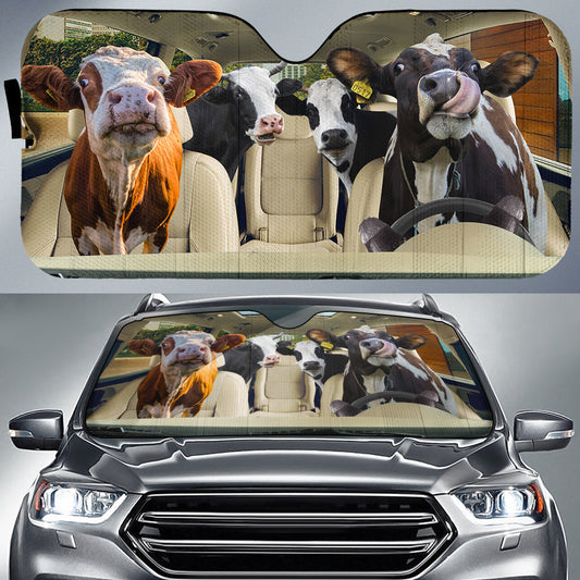 Uni Driving Holstein Cattle All Over Printed 3D Sun Shade