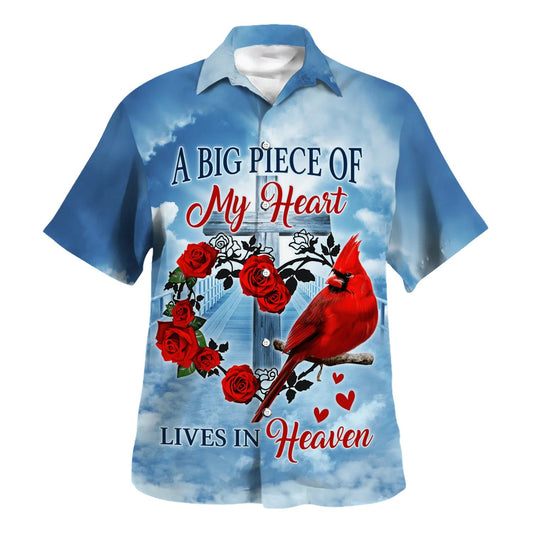 UniJames A Big Piece Of My Heart Lives In Heaven Cadinal Hawaiian Shirt - Christian Hawaiian Shirt - Best Hawaiian Shirts