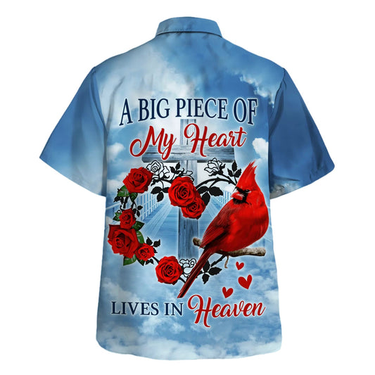 UniJames A Big Piece Of My Heart Lives In Heaven Cadinal Hawaiian Shirt - Christian Hawaiian Shirt - Best Hawaiian Shirts