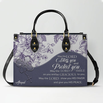 Christian Personalized Leather Handbag Flower for Women – Custom Name & Scripture |