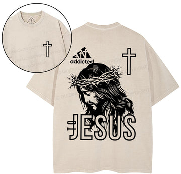 Addicted To Jesus Christian Washed T-Shirt Sale - GuidingCross