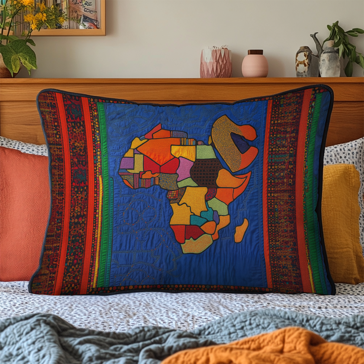 African Roots Quilted Bedding Pillow Case NCU0DK8138
