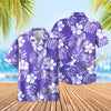Uni Big Hibiscus Purple Aloha Shirt Short Sleeve Shirt Vacation Hawaiian Outdoor Vacation
