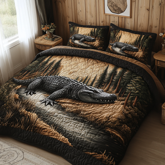 Alligator Charm 3-Piece Quilted Bedding Set NCU0DV2773
