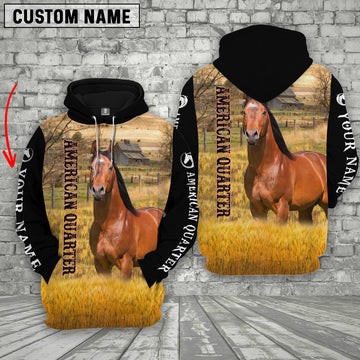 Uni Personalized Name American Quarter Horse House On The Farm 3D Hoodie