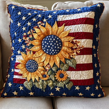 Americana Sunflower Quilted Pillow Case NCU0VH5717