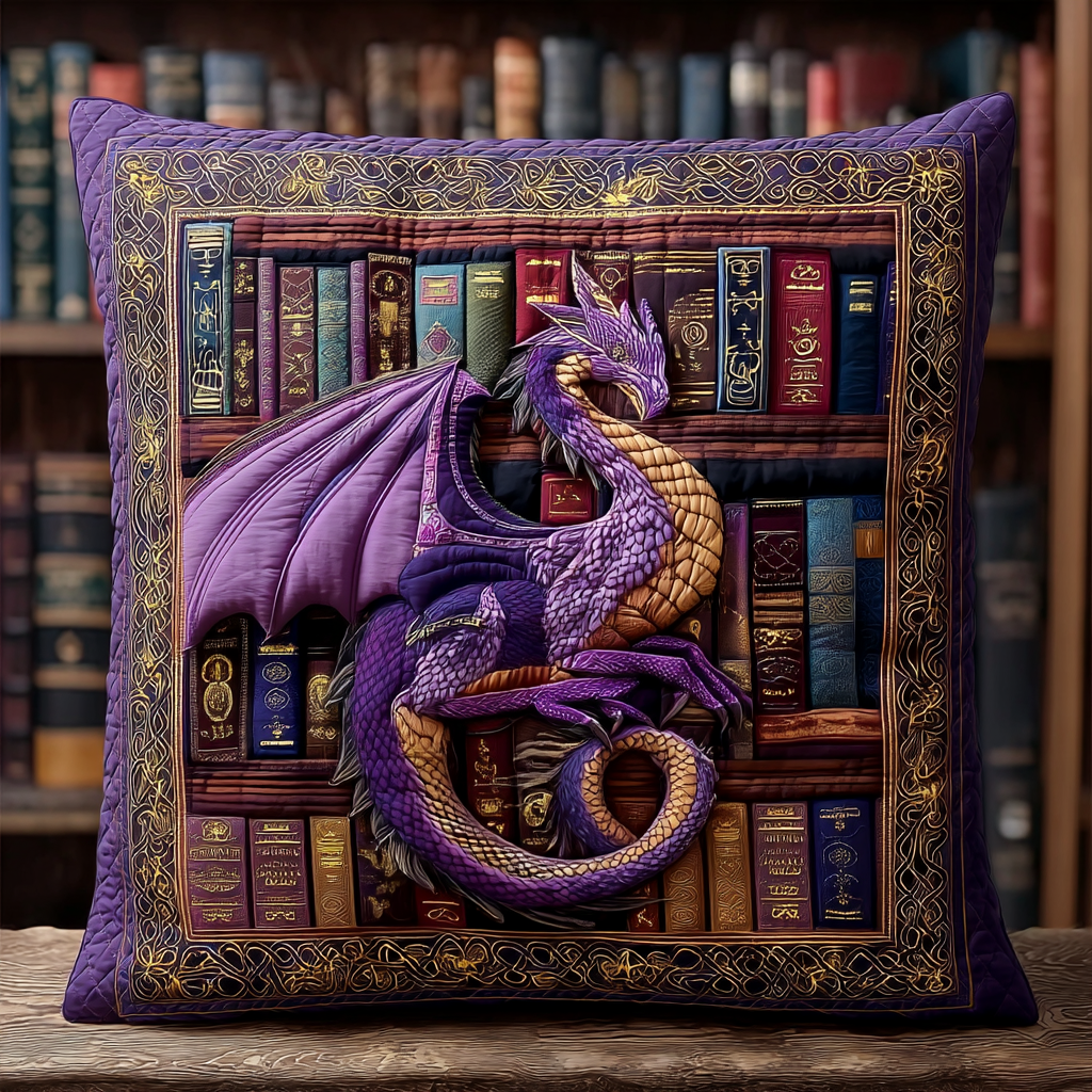 Amethyst Regal Dragons Quilted Pillow Case NCU0XD2178