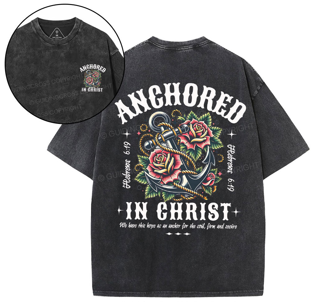 Anchored Christian Washed T-Shirt Sale - GuidingCross