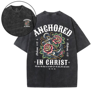 Anchored Christian Washed T-Shirt Sale - GuidingCross