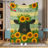 UniJames Sunflower Cattle On Farm Personalized Name Blanket