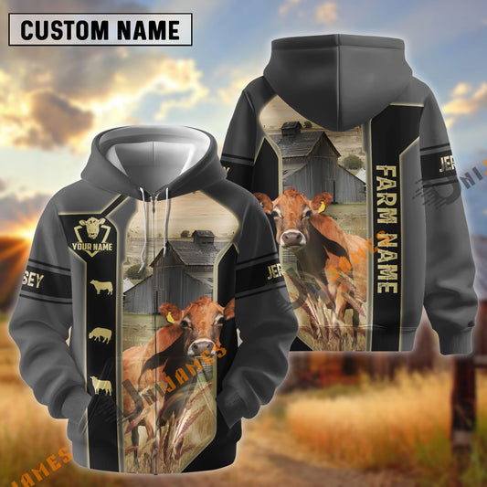 UniJames Black Gray Gold Line Pattern Jersey Personalized Name And Farm Name 3D Hoodie