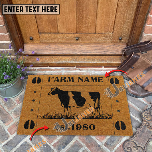 Uni Holstein Hoove Custom Farm Name Custom Year Coir Doormat