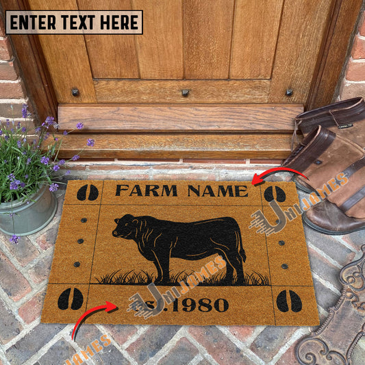 Uni Charolais Hoove Custom Farm Name Custom Year Coir Doormat