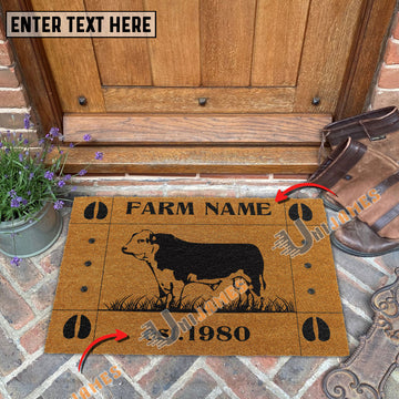 Uni Hereford Hoove Custom Farm Name Custom Year Coir Doormat