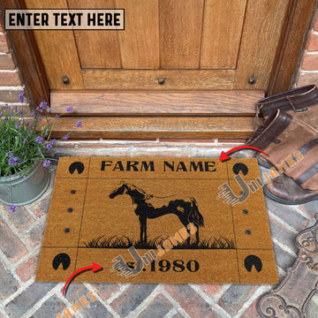 Uni Horse Hoove Custom Farm Name Custom Year Coir Doormat