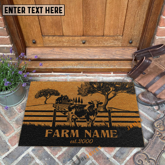 Uni Holstein Little Ranch Custom Farm Name Custom Year Coir Doormat