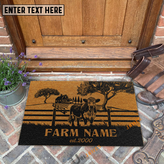 Uni Hereford Little Ranch Custom Farm Name Custom Year Coir Doormat