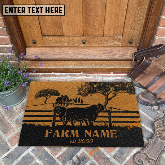 Uni Beefmaster Little Ranch Custom Farm Name Custom Year Coir Doormat