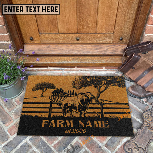 Uni Brahman Little Ranch Custom Farm Name Custom Year Coir Doormat