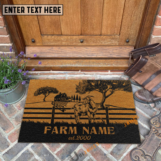 Uni Goat Little Ranch Custom Farm Name Custom Year Coir Doormat