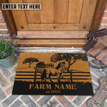 Uni Horse Little Ranch Custom Farm Name Custom Year Coir Doormat