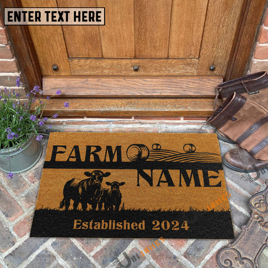 Uni Angus Straw Roll Custom Farm Name Custom Year Coir Doormat