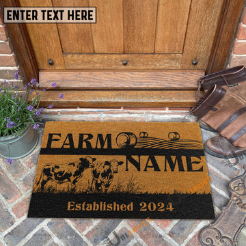 Uni Charolais Straw Roll Custom Farm Name Custom Year Coir Doormat