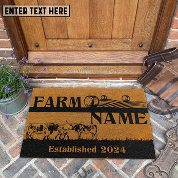 Uni Texas Longhorn Straw Roll Custom Farm Name Custom Year Coir Doormat