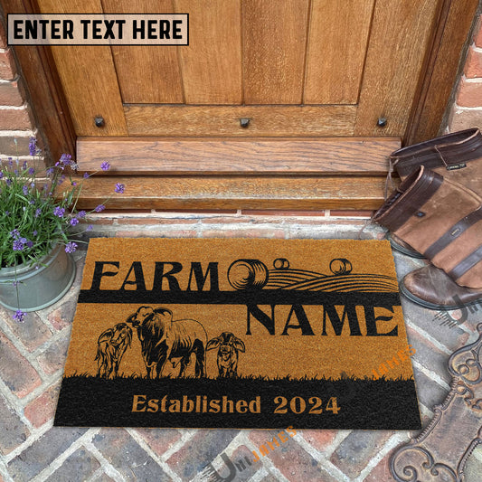 Uni Brahman Straw Roll Custom Farm Name Custom Year Coir Doormat