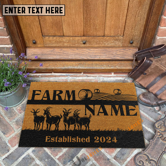 Uni Goat Straw Roll Custom Farm Name Custom Year Coir Doormat