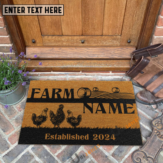 Uni Chicken Straw Roll Custom Farm Name Custom Year Coir Doormat