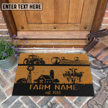 Uni Holstein Happy Ranch Custom Farm Name Custom Year Coir Doormat