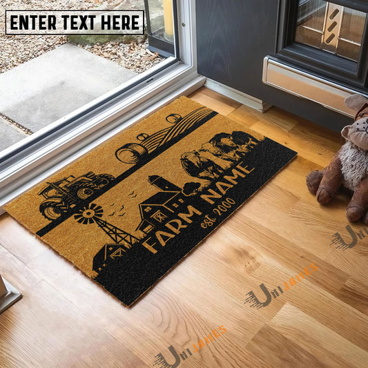 Uni Hereford Happy Ranch Custom Farm Name Custom Year Coir Doormat