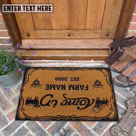 Uni Highland Funny Come In Go Away Custom Farm Name Custom Year Coir Doormat