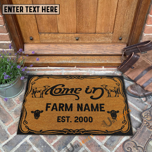 Uni Charolais Funny Come In Go Away Custom Farm Name Custom Year Coir Doormat