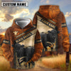 Uni Black Angus Dark Leather Pattern Personalized Name and Farm Name Color Mixed 3D Hoodie