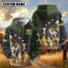 Uni Holstein Black Moss Leather Pattern Personalized Name and Farm Name Color Mixed 3D Hoodie