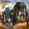 Uni Hereford Black Moss Leather Pattern Personalized Name and Farm Name Color Mixed 3D Hoodie