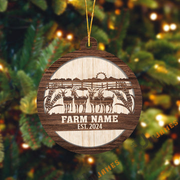 Uni Goat Sunshine Field Wooden Pattern Custom Shape Acrylic Ornament
