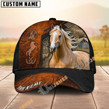 Uni Palomino Dark Brown Leather Pattern Personalized Name Cap