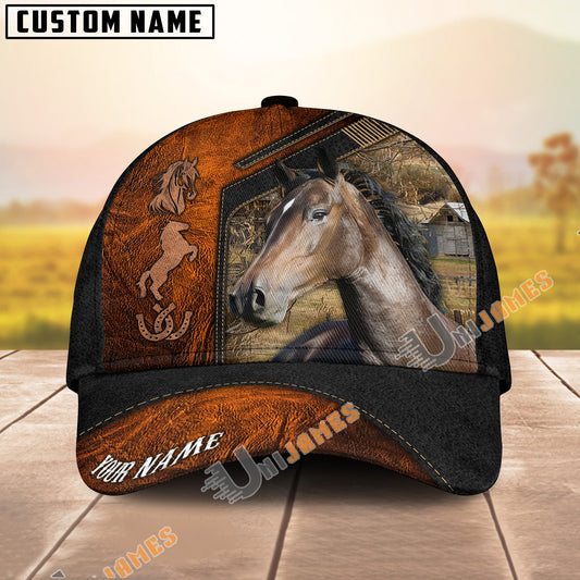 Uni Hackney Dark Brown Leather Pattern Personalized Name Cap